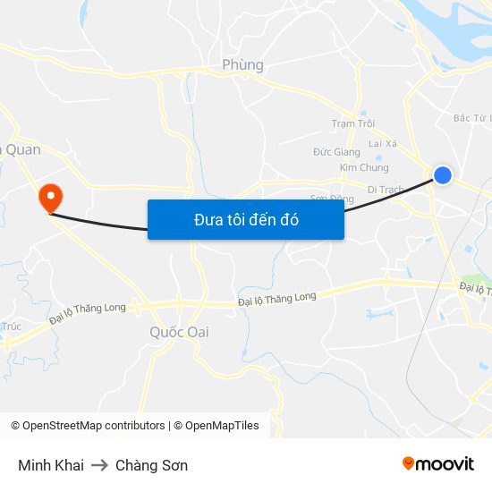 Minh Khai to Chàng Sơn map