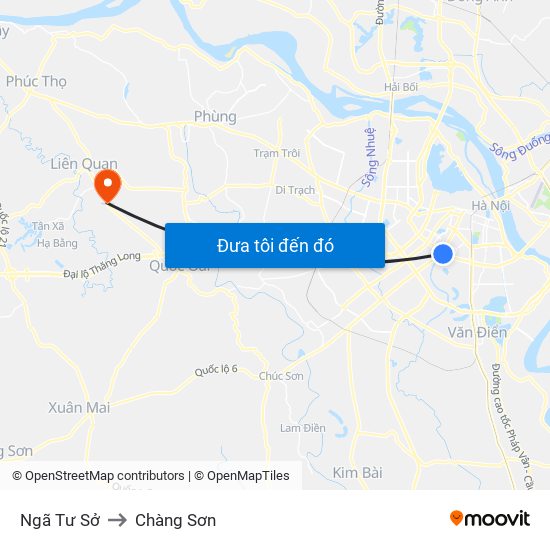 Ngã Tư Sở to Chàng Sơn map