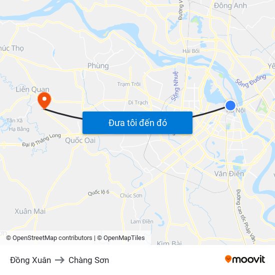 Đồng Xuân to Chàng Sơn map