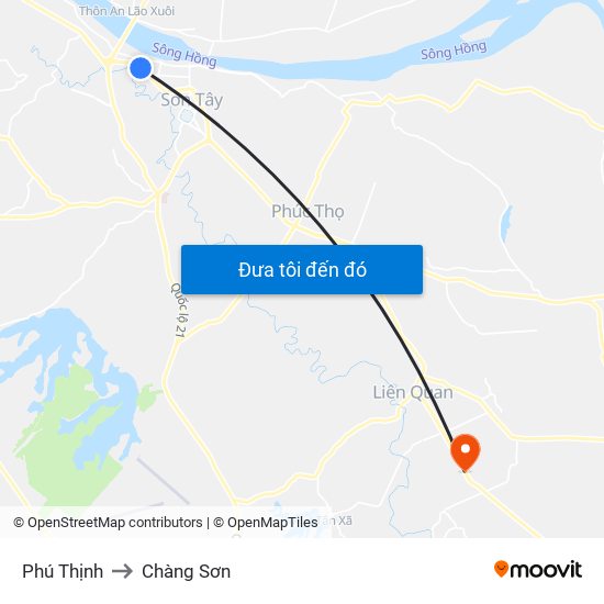 Phú Thịnh to Chàng Sơn map
