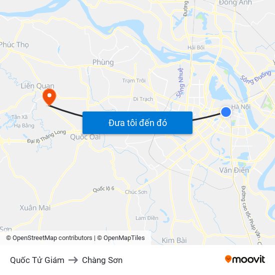 Quốc Tử Giám to Chàng Sơn map