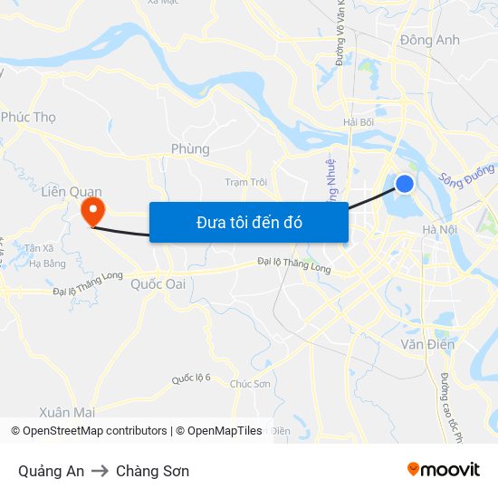 Quảng An to Chàng Sơn map