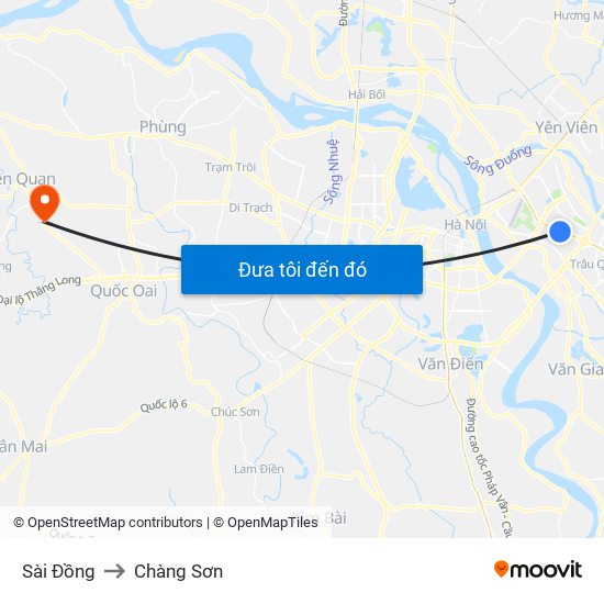 Sài Đồng to Chàng Sơn map