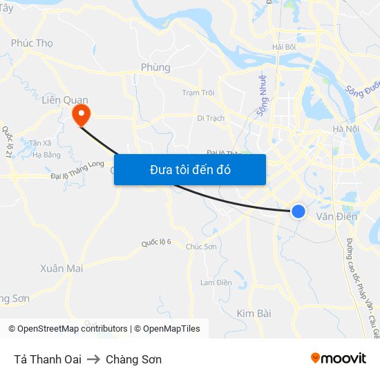 Tả Thanh Oai to Chàng Sơn map