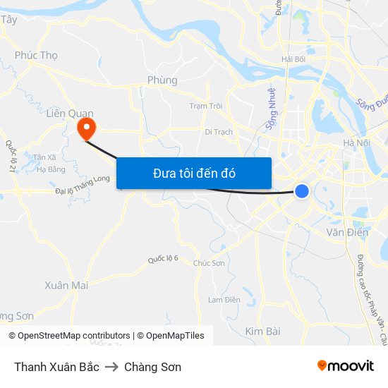 Thanh Xuân Bắc to Chàng Sơn map