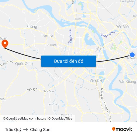 Trâu Quỳ to Chàng Sơn map