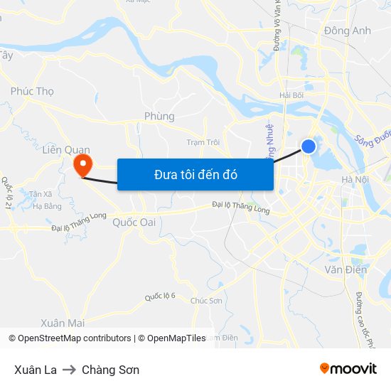 Xuân La to Chàng Sơn map