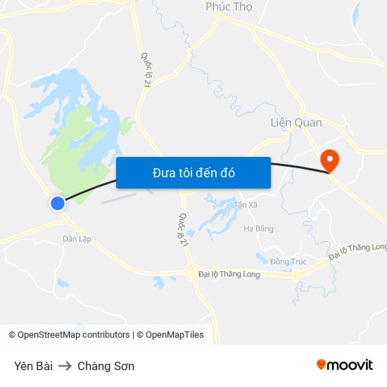 Yên Bài to Chàng Sơn map