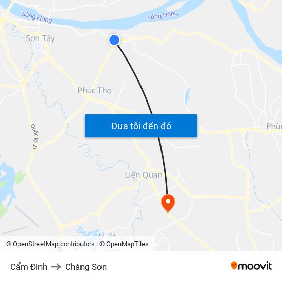 Cẩm Đình to Chàng Sơn map