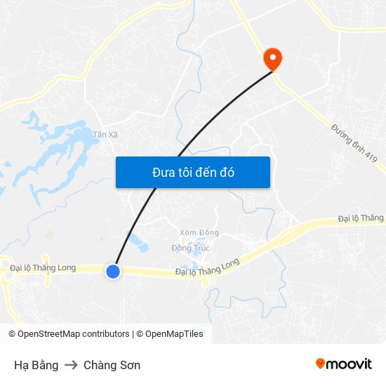 Hạ Bằng to Chàng Sơn map