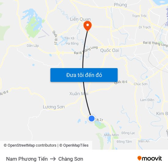 Nam Phương Tiến to Chàng Sơn map