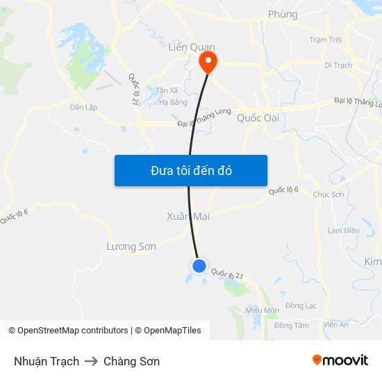 Nhuận Trạch to Chàng Sơn map