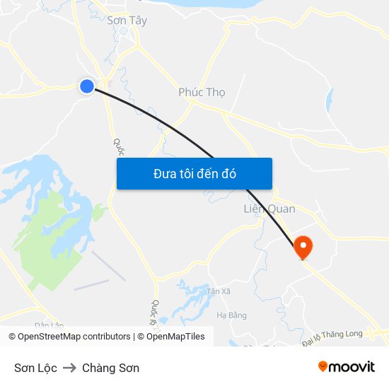 Sơn Lộc to Chàng Sơn map