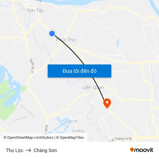 Thọ Lộc to Chàng Sơn map
