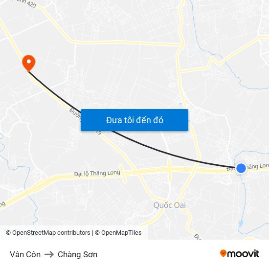 Vân Côn to Chàng Sơn map