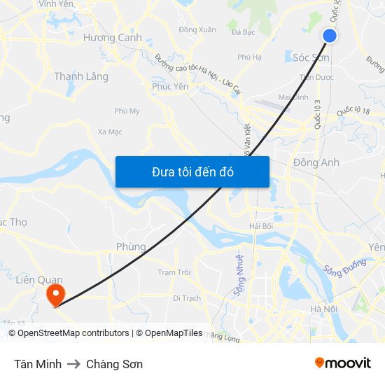 Tân Minh to Chàng Sơn map