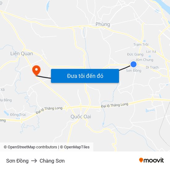 Sơn Đồng to Chàng Sơn map