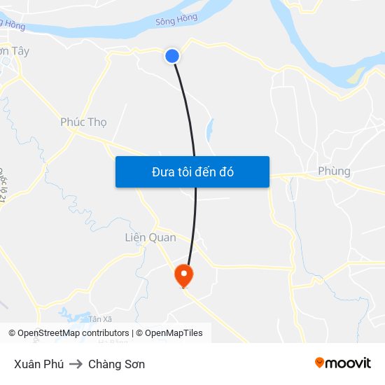 Xuân Phú to Chàng Sơn map
