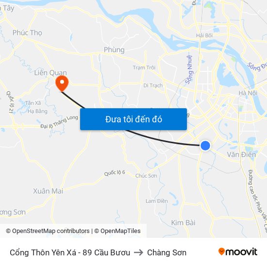 Cổng Thôn Yên Xá - 89 Cầu Bươu to Chàng Sơn map