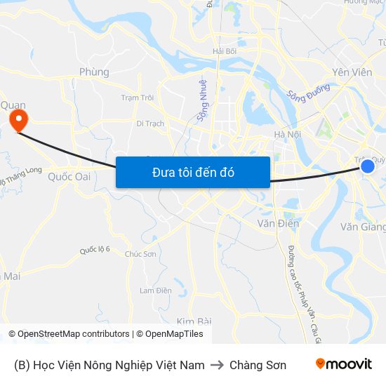 (B) Học Viện Nông Nghiệp Việt Nam to Chàng Sơn map