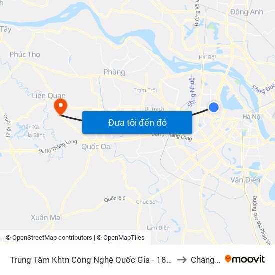 Trung Tâm Khtn Công Nghệ Quốc Gia - 18 Hoàng Quốc Việt to Chàng Sơn map