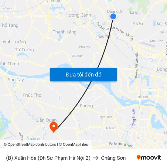 (B) Xuân Hòa (Đh Sư Phạm Hà Nội 2) to Chàng Sơn map