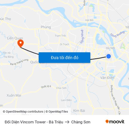 Đối Diện Vincom Tower - Bà Triệu to Chàng Sơn map