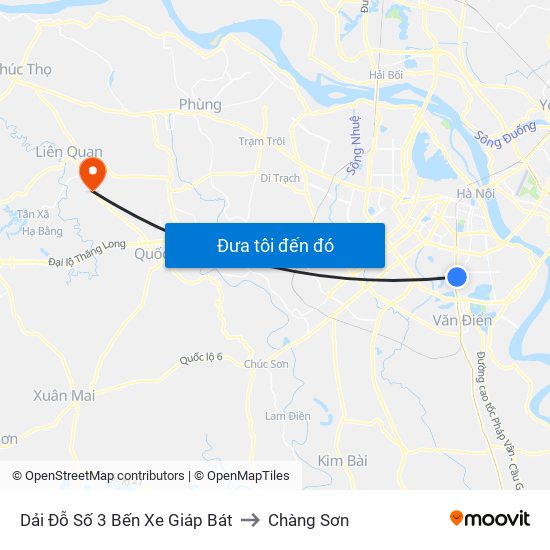 Dải Đỗ Số 3 Bến Xe Giáp Bát to Chàng Sơn map