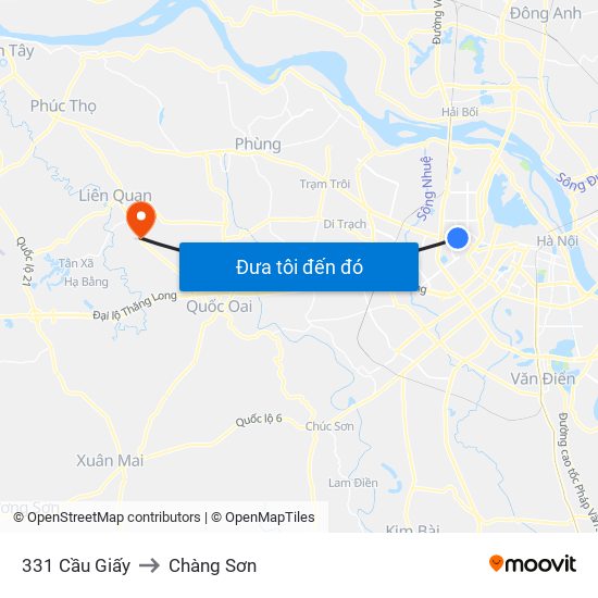 331 Cầu Giấy to Chàng Sơn map
