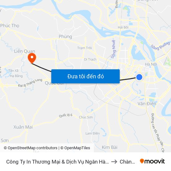 Công Ty In Thương Mại & Dịch Vụ Ngân Hàng - Số 10 Chùa Bộc to Chàng Sơn map