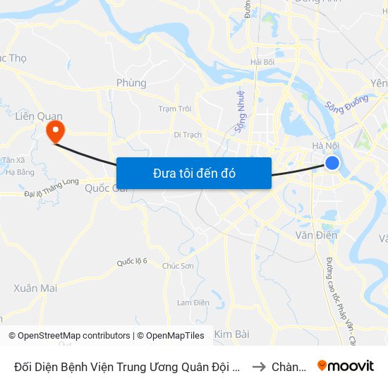 Đối Diện Bệnh Viện Trung Ương Quân Đội 108 - Trần Hưng Đạo to Chàng Sơn map