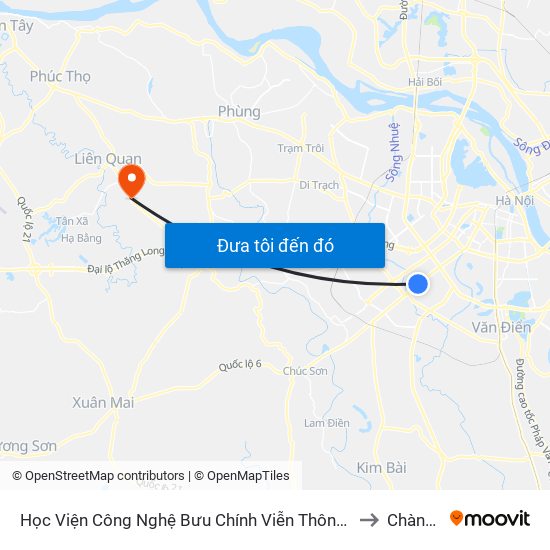 Học Viện Công Nghệ Bưu Chính Viễn Thông - Trần Phú (Hà Đông) to Chàng Sơn map