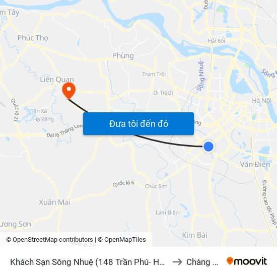 Khách Sạn Sông Nhuệ (148 Trần Phú- Hà Đông) to Chàng Sơn map