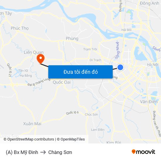 (A) Bx Mỹ Đình to Chàng Sơn map