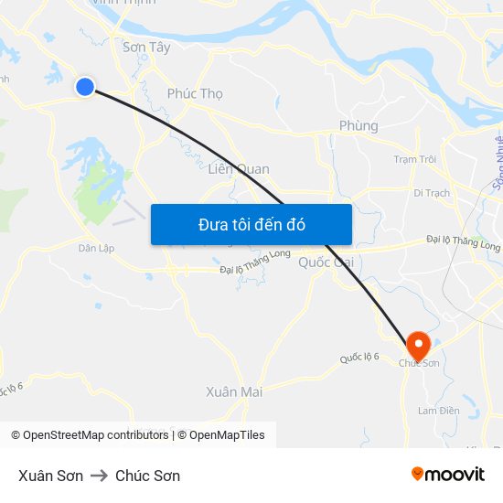 Xuân Sơn to Chúc Sơn map