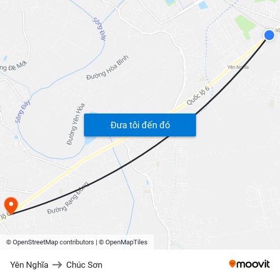 Yên Nghĩa to Chúc Sơn map