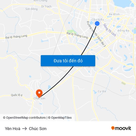 Yên Hoà to Chúc Sơn map