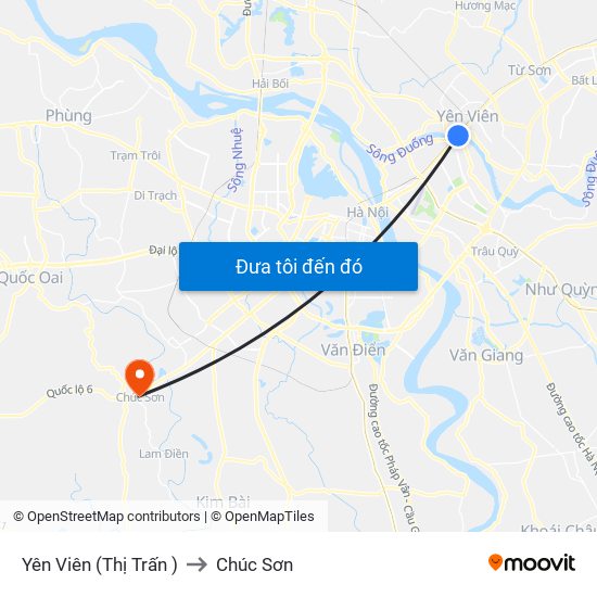 Yên Viên (Thị Trấn ) to Chúc Sơn map