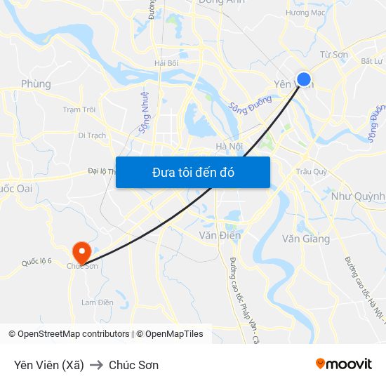 Yên Viên (Xã) to Chúc Sơn map