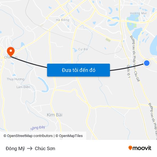 Đông Mỹ to Chúc Sơn map