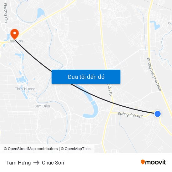Tam Hưng to Chúc Sơn map