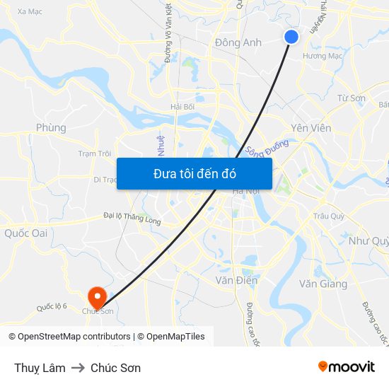 Thuỵ Lâm to Chúc Sơn map