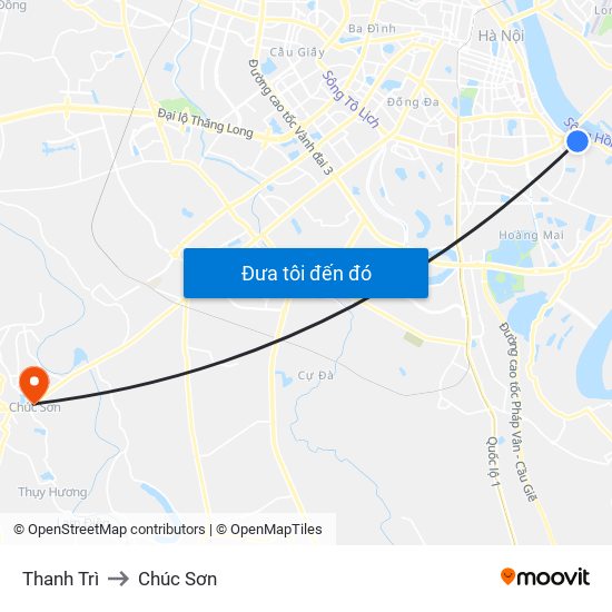 Thanh Trì to Chúc Sơn map