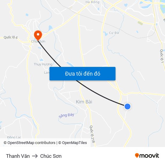 Thanh Văn to Chúc Sơn map