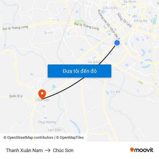 Thanh Xuân Nam to Chúc Sơn map