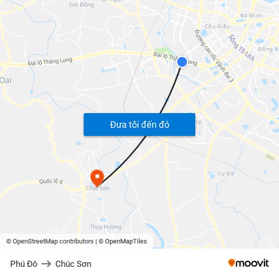 Phú Đô to Chúc Sơn map