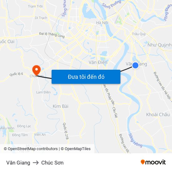 Văn Giang to Chúc Sơn map