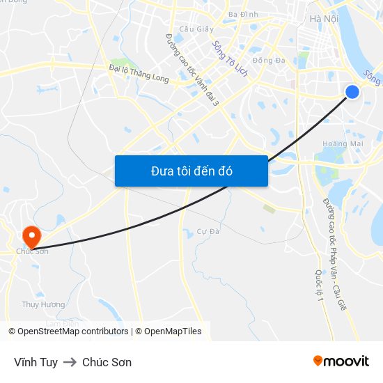 Vĩnh Tuy to Chúc Sơn map