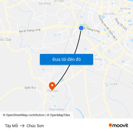 Tây Mỗ to Chúc Sơn map