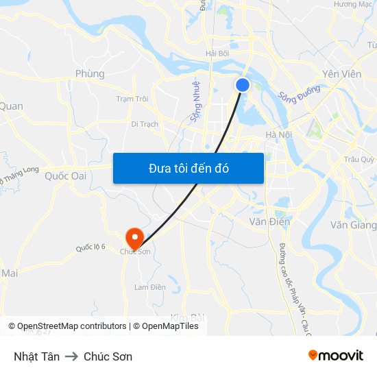 Nhật Tân to Chúc Sơn map